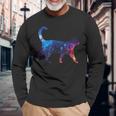 美的シルエット 星 宇宙 銀河 猫 長袖Tシャツ 高齢者への贈り物