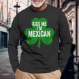 聖パトリックデー 面白いギフト Kiss Me I'm Mexican 長袖Tシャツ 高齢者への贈り物