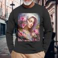 聖母、聖母マリア、聖母マリア、聖母 長袖Tシャツ 高齢者への贈り物
