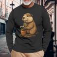 自然からインスピレーションを得た衣装愛好家のための鉢植え付き楽しいビーバー 長袖Tシャツ 高齢者への贈り物