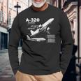 航空機 エアバスa320ジェット 長袖Tシャツ 高齢者への贈り物