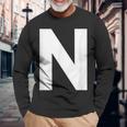 英文字 N 大文字 アルファベット モノグラム イニシャル Abc 長袖Tシャツ 高齢者への贈り物