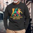 野球 面白いtシャツ おもしろ 文字入り 服 No Baseball No Life ベースボール 文字 ネタ メンズ 長袖Tシャツ 高齢者への贈り物
