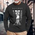 鉄道橋産業ヴィンテージ金属製列車機関車 Railway Train Bridge Industryintage 長袖Tシャツ 高齢者への贈り物