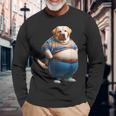 陽気なチャンキーラブラドールレトリバーtシャツ 太った犬愛好家向け 長袖Tシャツ 高齢者への贈り物