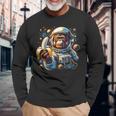 面白い サイケデリック 猿 宇宙飛行士 グラフィック メンズ 長袖Tシャツ 高齢者への贈り物