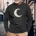 面白い 月 アート メンズ レディース キッズ 銀河 夜空 月 長袖Tシャツ 高齢者への贈り物