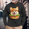 面白いtシャツ コーギー 犬 ハンバーガー メンズ 犬好き グッズ かわいい おもしろ 面白い 服 ネタ 長袖Tシャツ 高齢者への贈り物