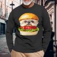 面白いtシャツ シーズー 犬 ハンバーガー メンズ 犬好き グッズ かわいい おもしろ 面白い 服 ネタ 長袖Tシャツ 高齢者への贈り物