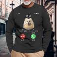 面白いtシャツ ポメラニアン 着信 犬 イヌ メンズ グッズ かわいい おもしろ 面白い 服 ネタ わんこ 長袖Tシャツ 高齢者への贈り物