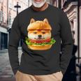 面白いtシャツ 柴犬 犬 イヌ ハンバーガー メンズ 犬好き グッズ かわいい おもしろ 面白い 服 ネタ 長袖Tシャツ 高齢者への贈り物