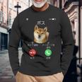 面白いtシャツ 柴犬 着信 イヌ わんこ メンズ 犬好き グッズ かわいい おもしろ 面白い 服 ネタ 長袖Tシャツ 高齢者への贈り物