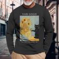 面白いゴッホ ひまわり 猫 ミーム ゴッホ アート 長袖Tシャツ 高齢者への贈り物
