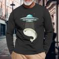 面白いサカバンバスピス フィッシュミーム Ufo アブダクション 長袖Tシャツ 高齢者への贈り物