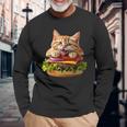 面白いファーストフードハンバーガー愛好家猫猫愛好家 Britishhorthair Burger Cat Food 長袖Tシャツ 高齢者への贈り物
