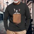 面白いボストンテリア 犬のポケットデザイン ボストンテリア愛好家 長袖Tシャツ 高齢者への贈り物