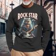 面白い猫 ギタリスト エレクトリックギター ロックスター 猫 長袖Tシャツ 高齢者への贈り物