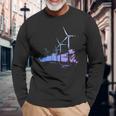 風力発電所 風車 タービン 再生可能エネルギー 長袖Tシャツ 高齢者への贈り物