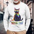 Ally Cat Lgbtゲイプライド月間2025レインボー平等権 長袖Tシャツ 高齢者への贈り物