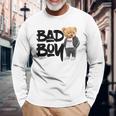 Angry Bad Boystyle、クールなテディベア、バッドボーイグラフィックデザイン。 長袖Tシャツ 高齢者への贈り物