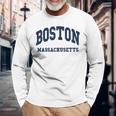 Boston Massachusetts Throwback Classic 長袖Tシャツ 高齢者への贈り物