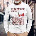 Elbows Up Canada Est 1867 カナダ国旗 カナダ地図 カナダ 長袖Tシャツ 高齢者への贈り物