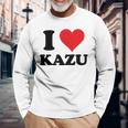 I Heart Kazu 名 I Love パーソナライズ 長袖Tシャツ 高齢者への贈り物