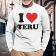 I Heart Teru 名 I Love パーソナライズ 長袖Tシャツ 高齢者への贈り物