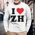 I Heart Zh Initials I Love ZH First And Last Name Z H 長袖Tシャツ 高齢者への贈り物