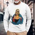 Jesus Holding A Pizza 長袖tシャツ 長袖Tシャツ 高齢者への贈り物