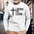 Jesus Is Lord 十字架 信仰 クリスチャン 聖書 神聖 長袖Tシャツ 高齢者への贈り物