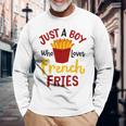 Just A Boy Who Loves French Fries フライドポテト じゃがいも ヴィーガン 長袖Tシャツ 高齢者への贈り物