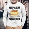 Keep Calm Eat Castella ヴィンテージ グランジ カステラ ケーキ好き 長袖Tシャツ 高齢者への贈り物