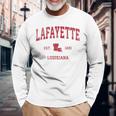 Lafayette ルイジアナ Laビンテージスポーツデザイン レッドプリント 長袖Tシャツ 高齢者への贈り物