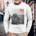 Life Picture Collection 馬と猫（1） 長袖Tシャツ 高齢者への贈り物