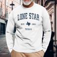 Lonetar Texas Tx ヴィンテージ アスレチック ネイビー スポーツデザイン 長袖Tシャツ 高齢者への贈り物