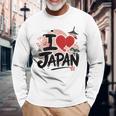 I Love Japan 桜 桜 日本の富士山 寺院 長袖Tシャツ 高齢者への贈り物