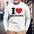 I Love Okinawa アイラブ 沖縄 メンズ 琉球 お土産 旅行 長袖Tシャツ 高齢者への贈り物
