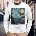 Mothman Cryptid Cryptozoology 星月夜 ゴッホ絵画 長袖Tシャツ 高齢者への贈り物