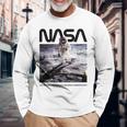 Nasaアポロ11号の月面宇宙飛行士の有名なワームロゴ 長袖Tシャツ 高齢者への贈り物