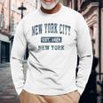 New York City New York Ny ビンテージスポーツデザイン ネイビープリント 長袖Tシャツ 高齢者への贈り物