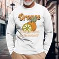 Orange You Glad It's The Weekend Fun Citrus Fruit Back 長袖Tシャツ 高齢者への贈り物