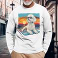 Sunny Day Doggy グラフィックデザイン ビーチレディ 子犬 長袖tシャツ 長袖Tシャツ 高齢者への贈り物