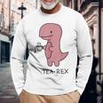 Tea Rex ユーモラスパン。 長袖Tシャツ 高齢者への贈り物