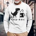 Tea Rex Pixel 8ビットゲーム恐竜 長袖Tシャツ 高齢者への贈り物