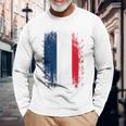 Vintage France Distressed Flag Illustration Graphic s 長袖Tシャツ 高齢者への贈り物