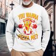 You Wanna Pizza Me 面白い ファイター ピザ愛好家 ファーストフード しゃれ 長袖tシャツ 長袖Tシャツ 高齢者への贈り物