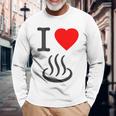 【バックプリント・背中側】アイラブ・温泉 マーク お風呂 銭湯 記号 お土産 旅行 ハート スタッフ 面白い 長袖Tシャツ 高齢者への贈り物