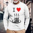 【バックプリント・背中側】アイラブ・湯 イラスト【温泉】お風呂 マーク 銭湯 記号 ハート 面白い 長袖Tシャツ 高齢者への贈り物