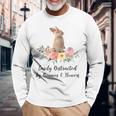 うさぎと花に気が散りやすい ウサギ かわいいウサギ 長袖Tシャツ 高齢者への贈り物
